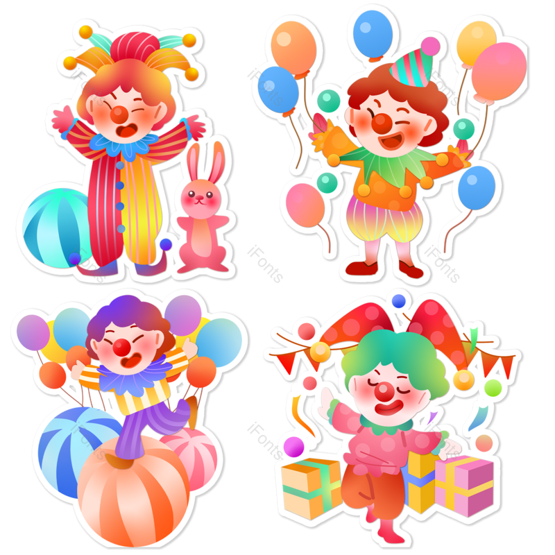 卡通图片,彩色元素,小丑PNG,手绘免抠素材